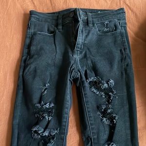 American Eagle Outfitters Black Distressed Next Level Stretch Jeans